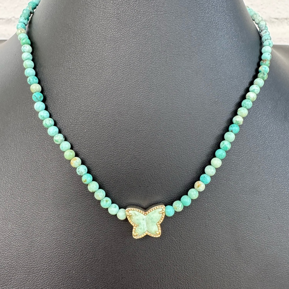 Kendra Scott Turquoise Beaded Necklace with Butterfly Pendant